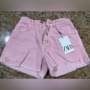 Pink Zara denim shorts